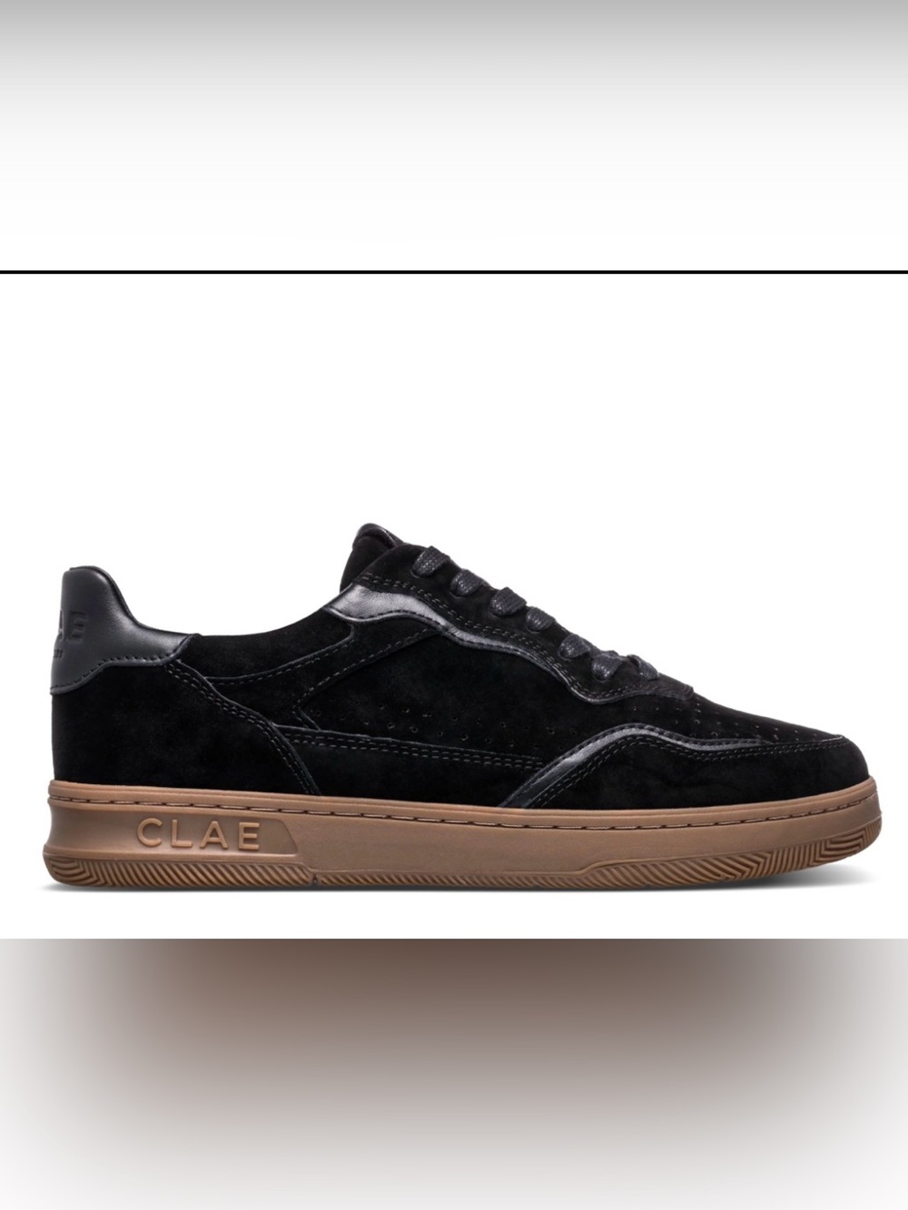 CLAE HAYWOOD Men's Black Suede Low-Top Sneaker with Gum Sole SIZE 8